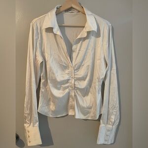 Babaton Elegant Cream Button-Down Shirt